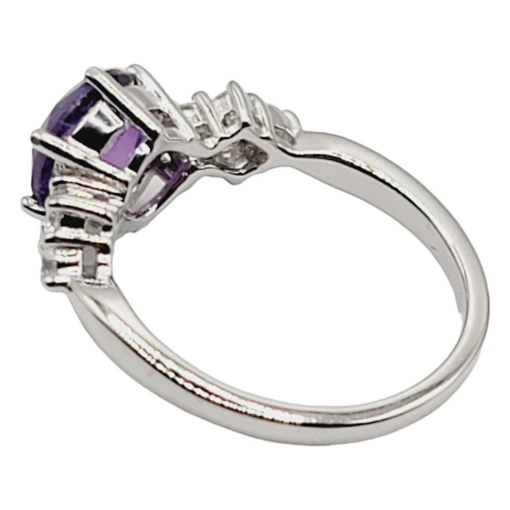 Beautiful 925 Sterling Silver Ring Purple And Clear‎ CZ Cubiz Zirconia Size 7 - Picture 3 of 6